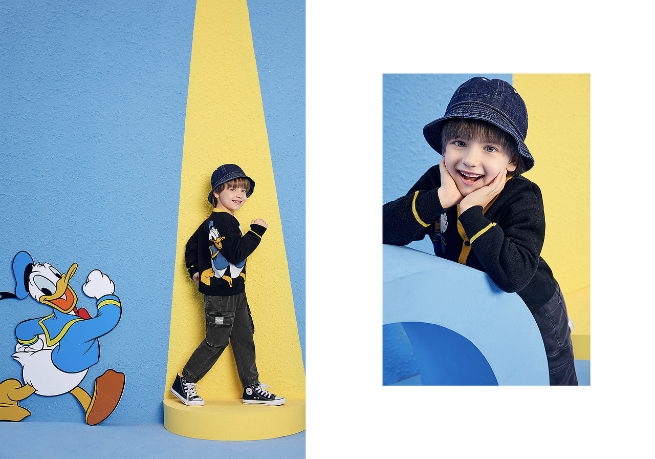 太平鸟童装唐老鸭主题拍摄