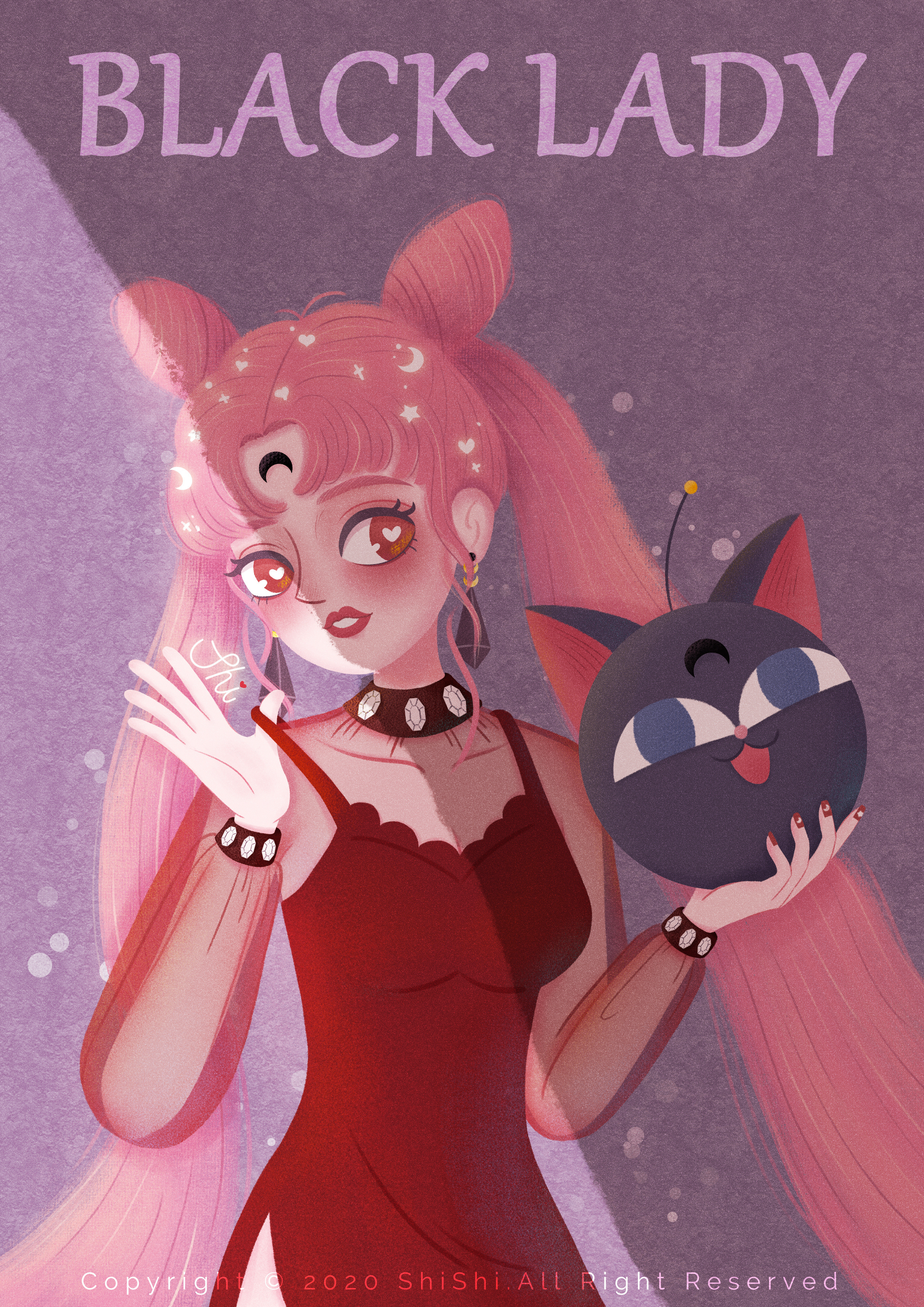 black lady 黑化小小兔-美少女战士插画