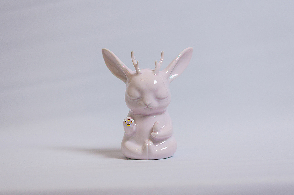 候鸟陶作品禅定动物第三弹角天兔niko陶瓷雕塑摆件