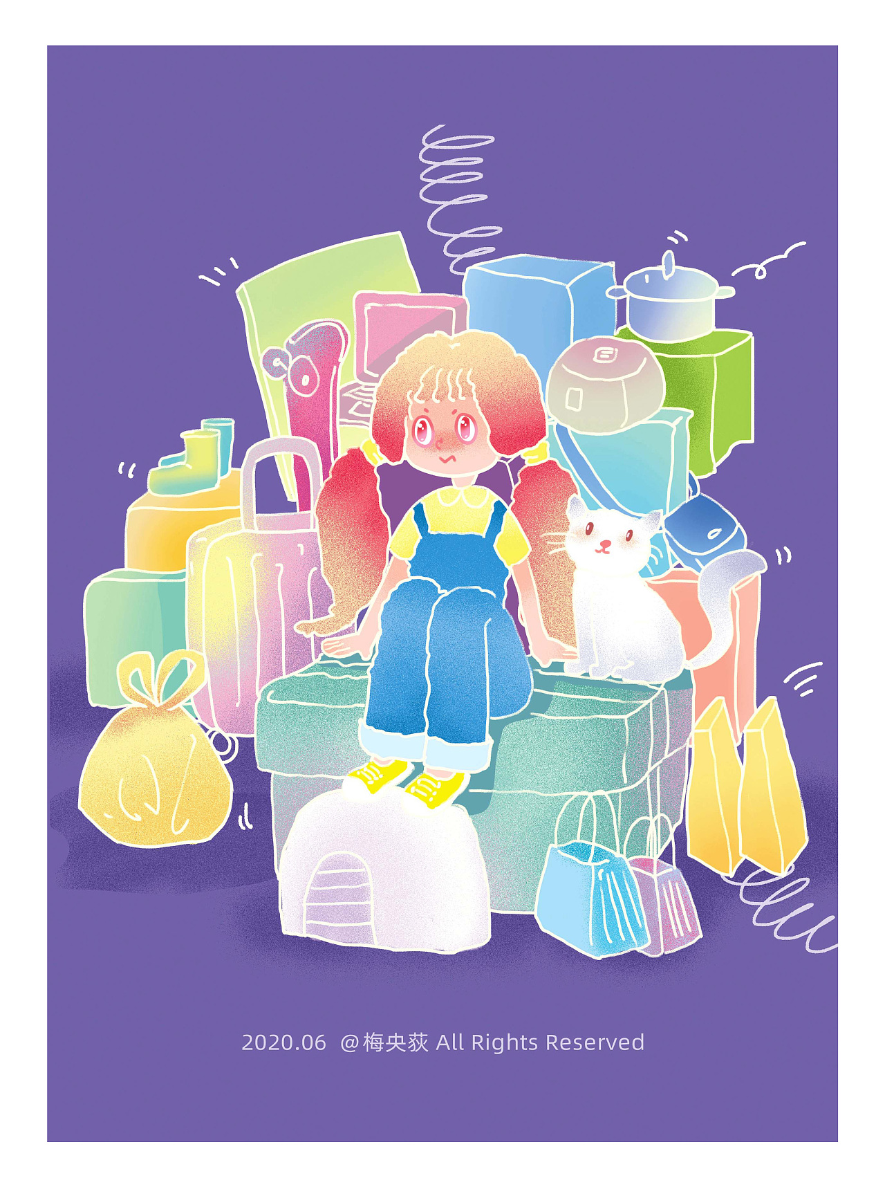 一个人搬家|插画|创作习作|梅央荻 - 原创作品 - 站酷 (zcool)