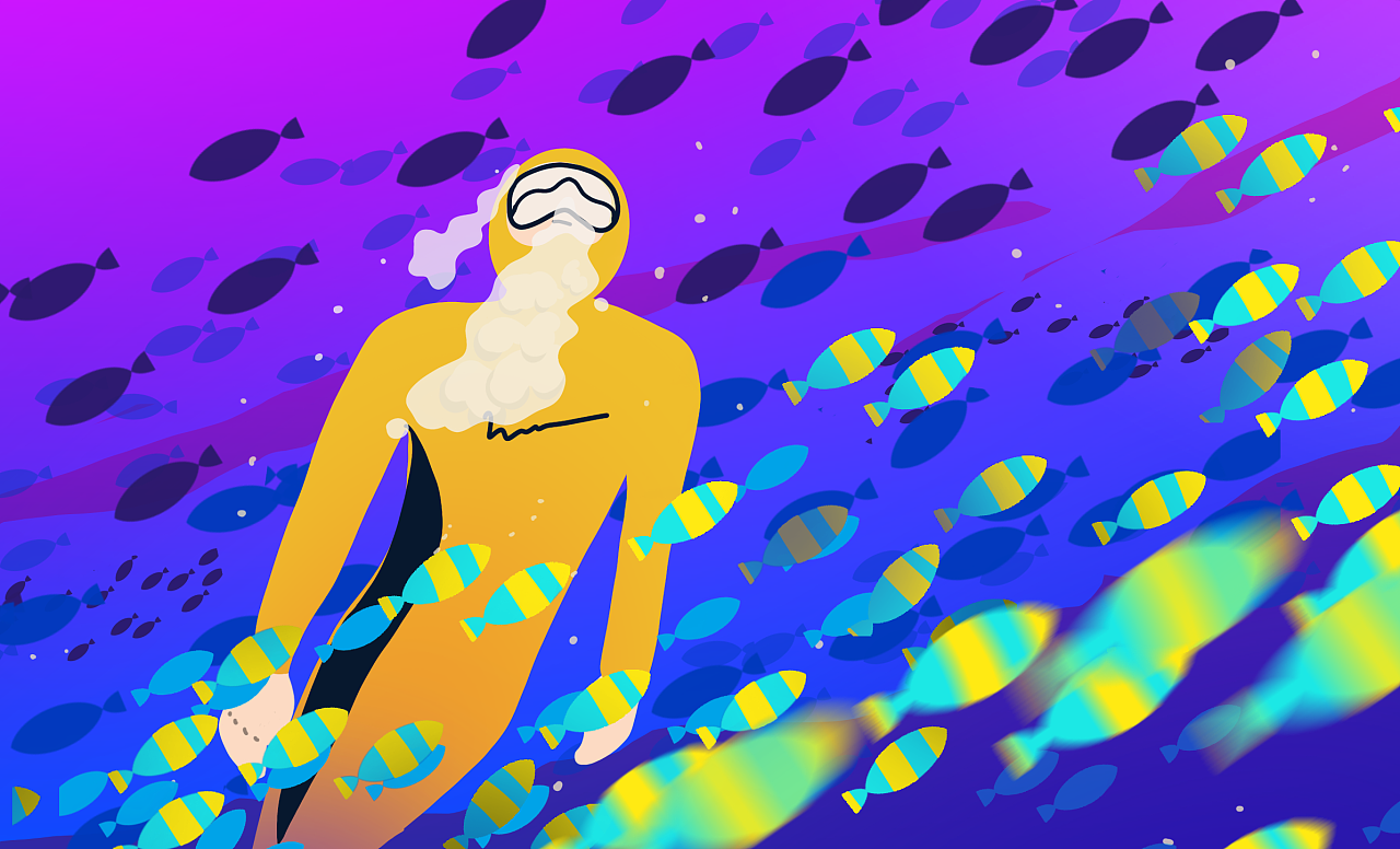 潜水插画