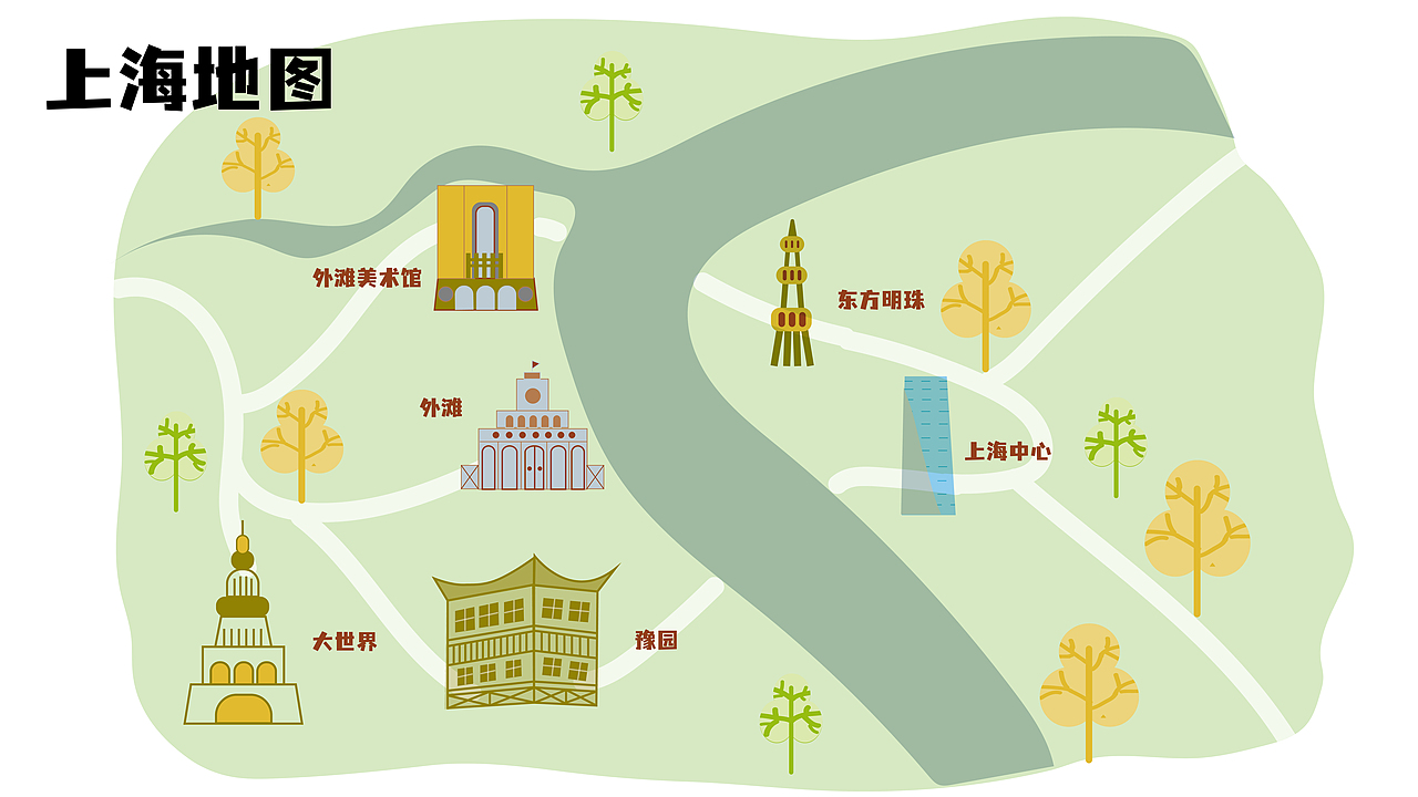 上海地图【东方明珠上海中心外滩美术馆豫园大世界】