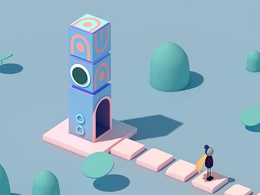 C4D-纪念碑谷（个人主页-ZMzc0ODYwNjQ=） - 场景 - 站酷设计师倒计时3分之2原创素材 - 站酷ZCOOL