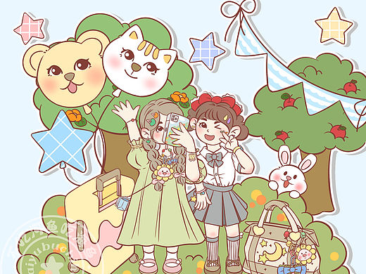 甜妹出击【布丁和奶糕的出游日记】原创插图