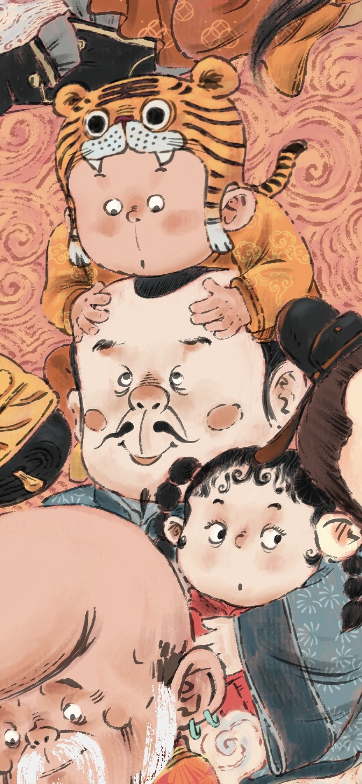 小老虎五福星送新春（图ZMjg2ODA2NjU2） - 艺术插画 - 站酷设计师九山DADA原创素材 - 站酷ZCOOL