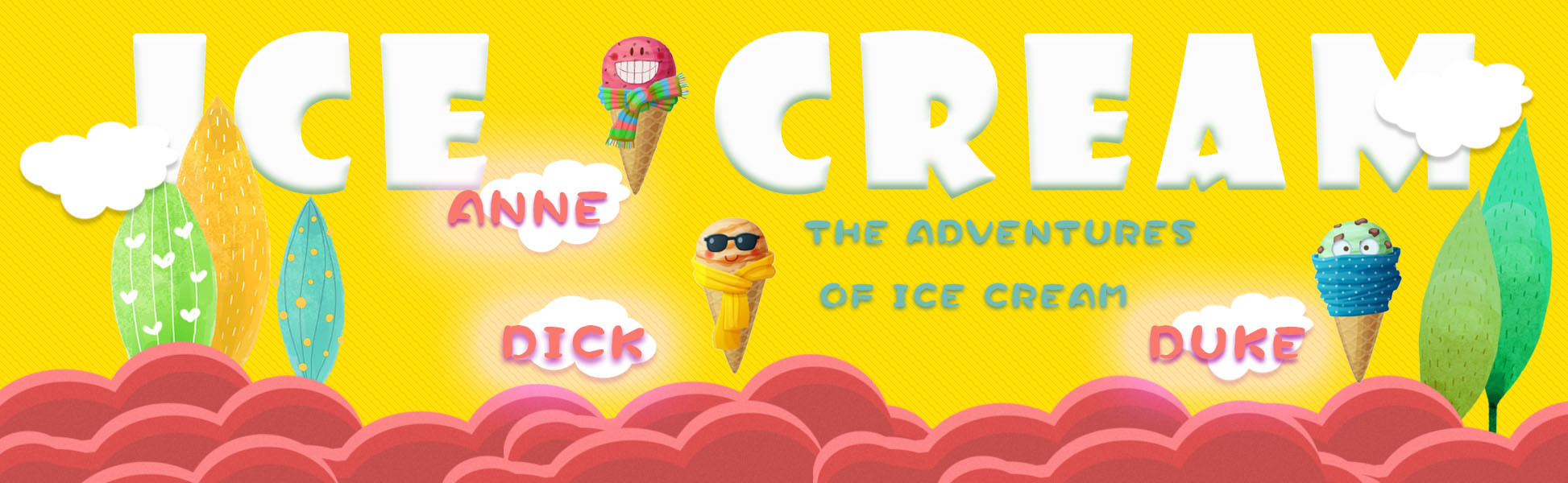 冰淇淋 卡通 糖果色海报 banner