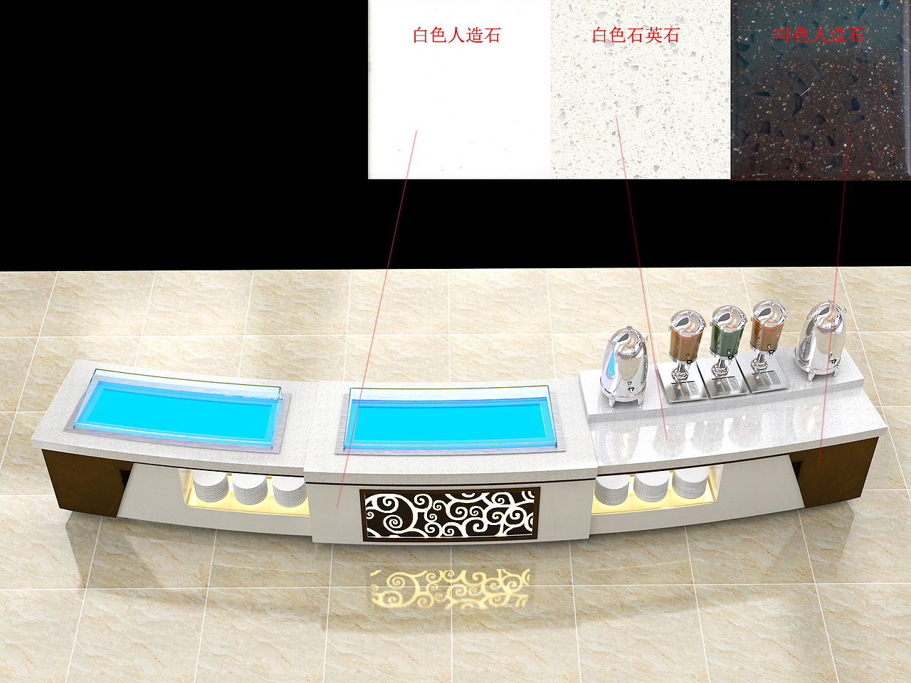 迪克石材自助餐台 固定自助餐台自助餐台图片设计定制