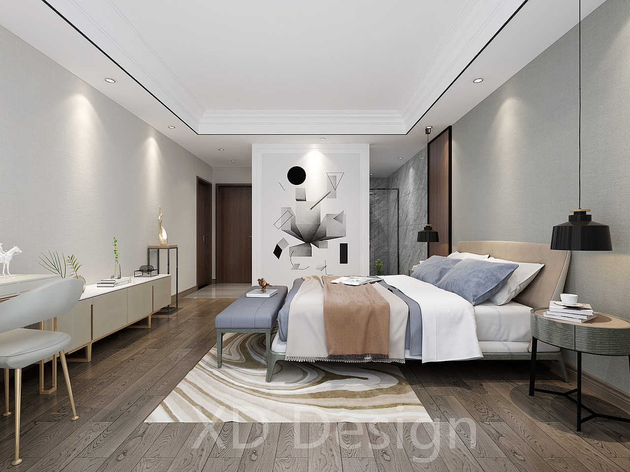 现代极简黑白灰设计客餐厅卧室+入户花园（图ZMTcwMjk2OTA0） - 家装设计 - 站酷设计师找不着北1原创素材 - 站酷ZCOOL