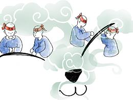 本草眼罩原创插画故事广告