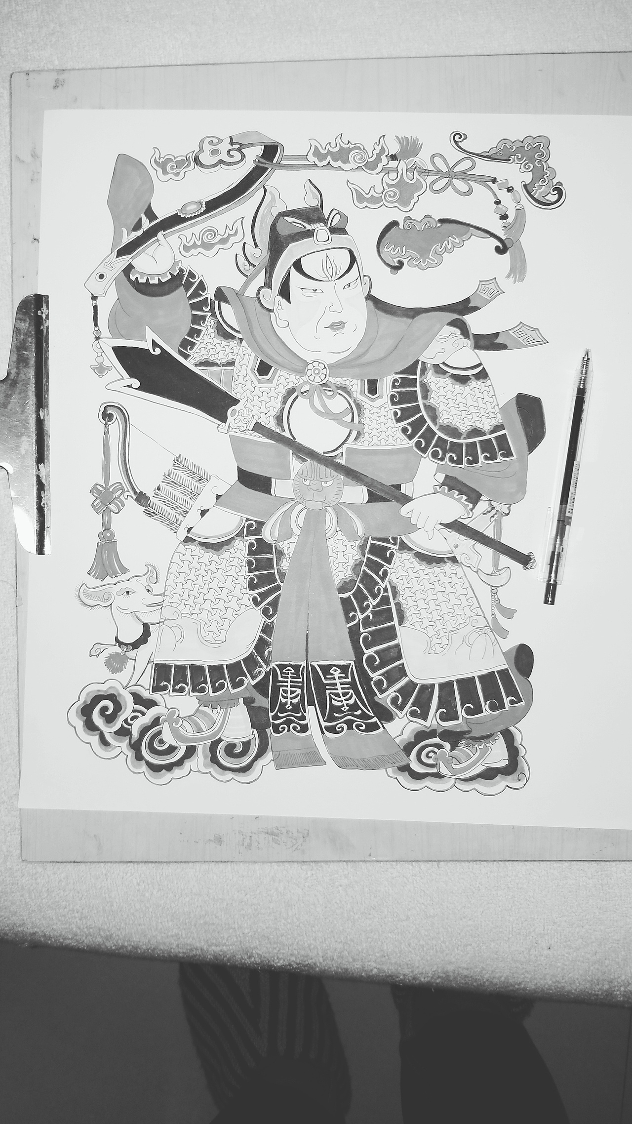 门神二郎神手绘马克笔