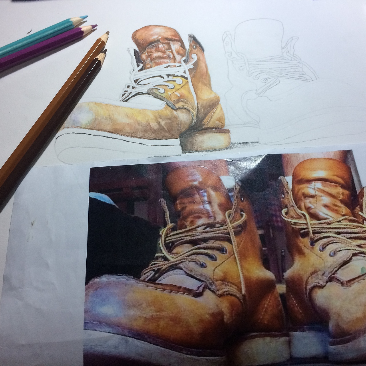 Timberland 彩铅 表现计法（图ZMTE0MzgwNzAw） - 艺术插画 - 站酷设计师Jec555原创素材 - 站酷ZCOOL