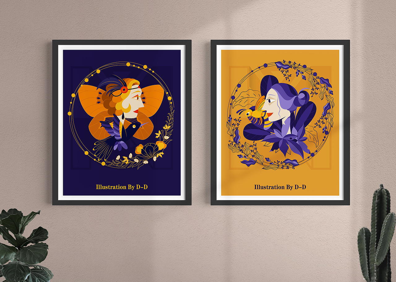 复古人像矢量插画练习（图ZMjA4MzQ5NzM2） - 创作习作 - 站酷设计师丁小渔原创素材 - 站酷ZCOOL