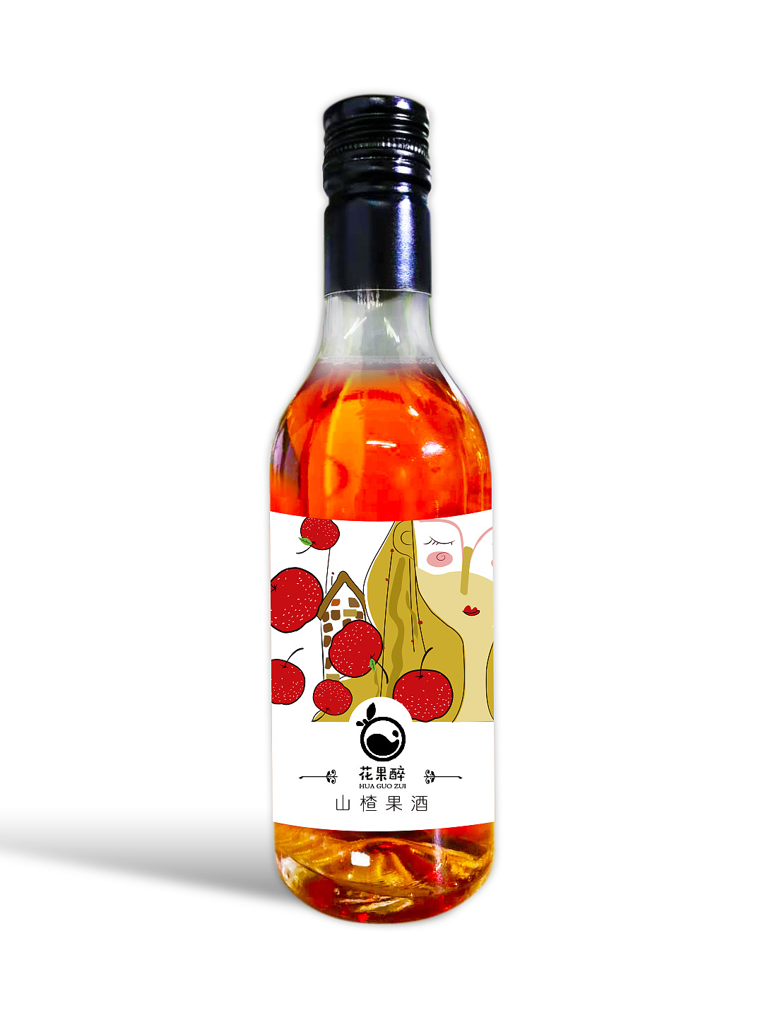 花果醉果酒瓶签设计