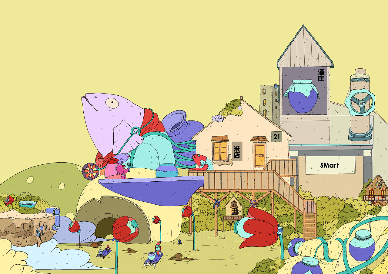 《怪街》插画设计