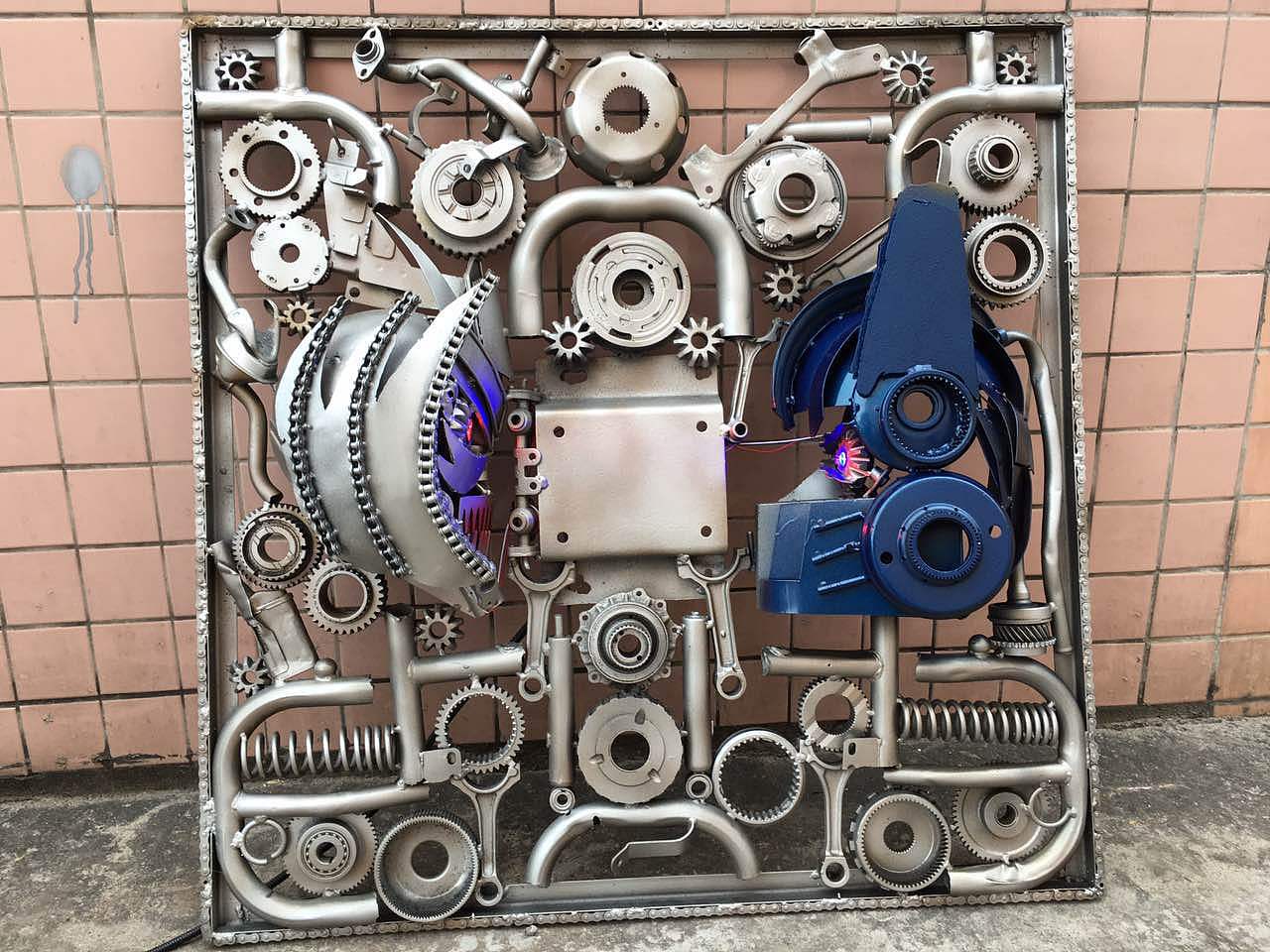 创意铁艺壁画废旧汽车零件手工焊接制作