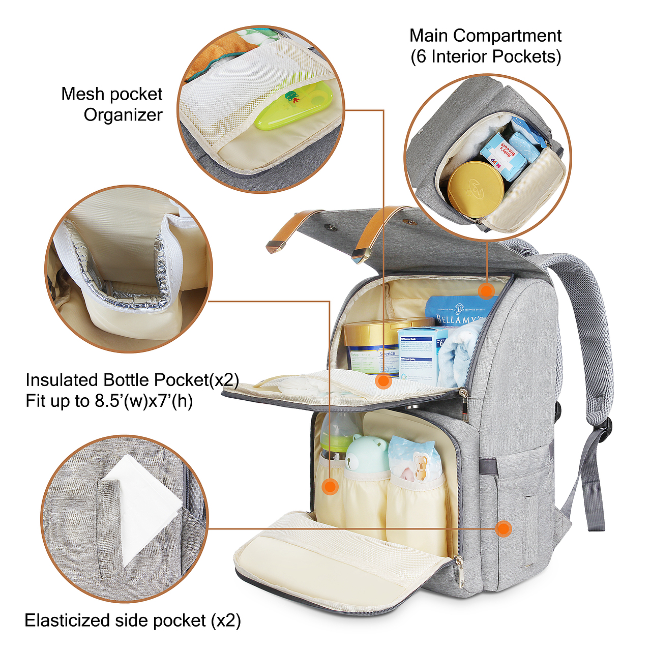 妈咪包 双肩背包 拍照摄影 高清修图 亚马逊美工作图