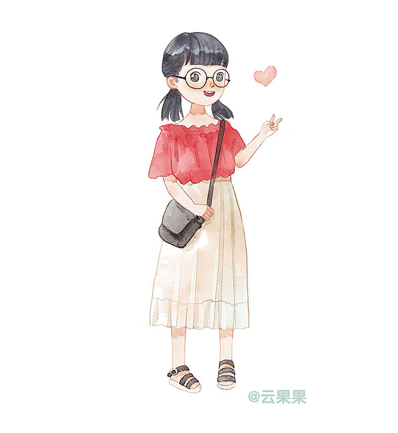 电脑模仿水彩效果画的小女孩（图ZOTIyODczMTY=） - 商业插画 - 站酷设计师夏町ting原创素材 - 站酷ZCOOL