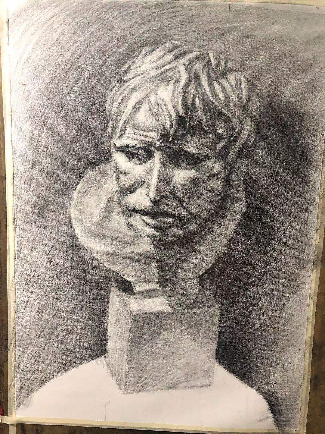 素帽石膏人像写生以及结构素描静物练习