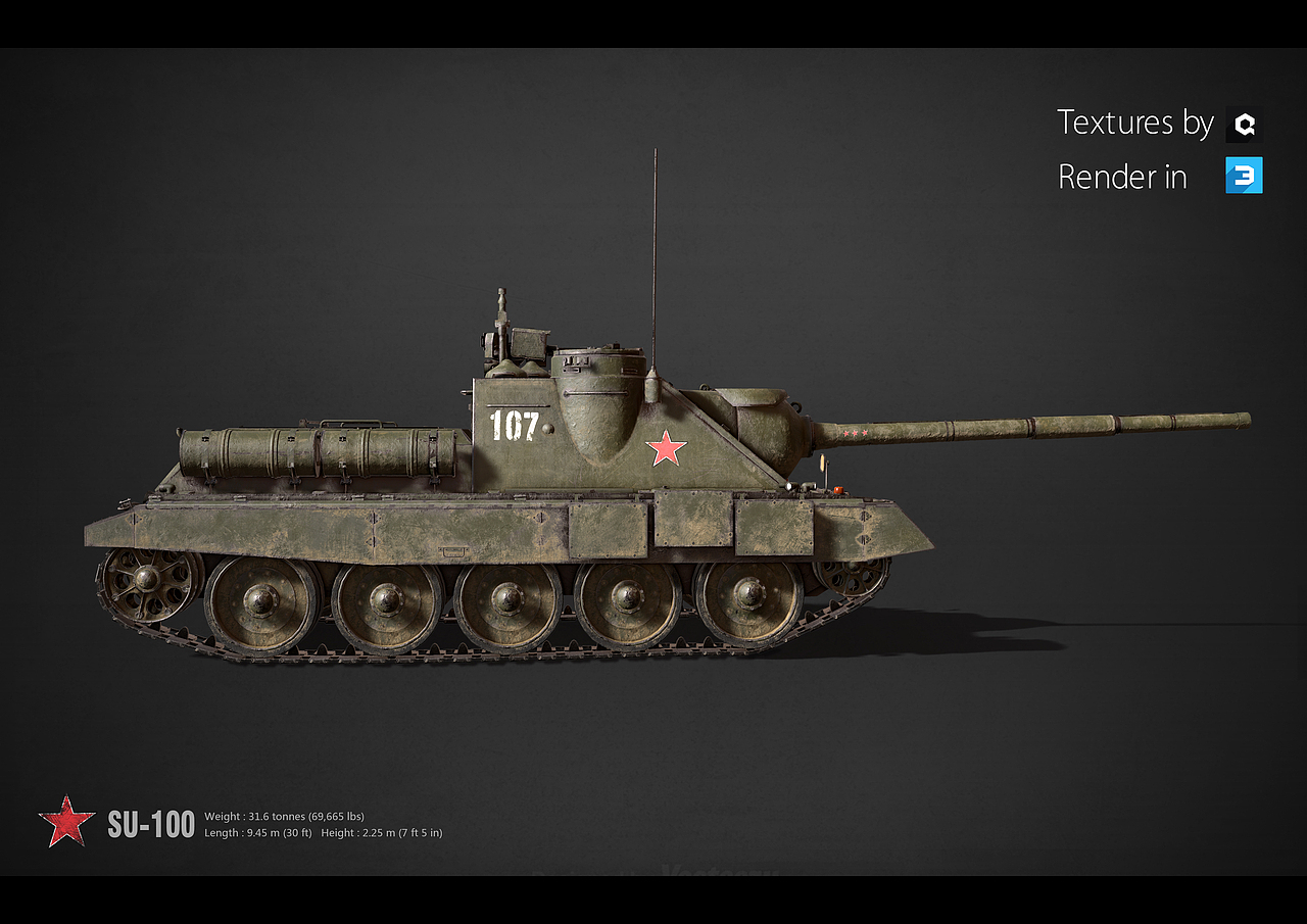 SU-100坦克建模渲染（图ZMTA3NDgzMTE2） - 机械/交通 - 站酷设计师尾巴草的夏天原创素材 - 站酷ZCOOL