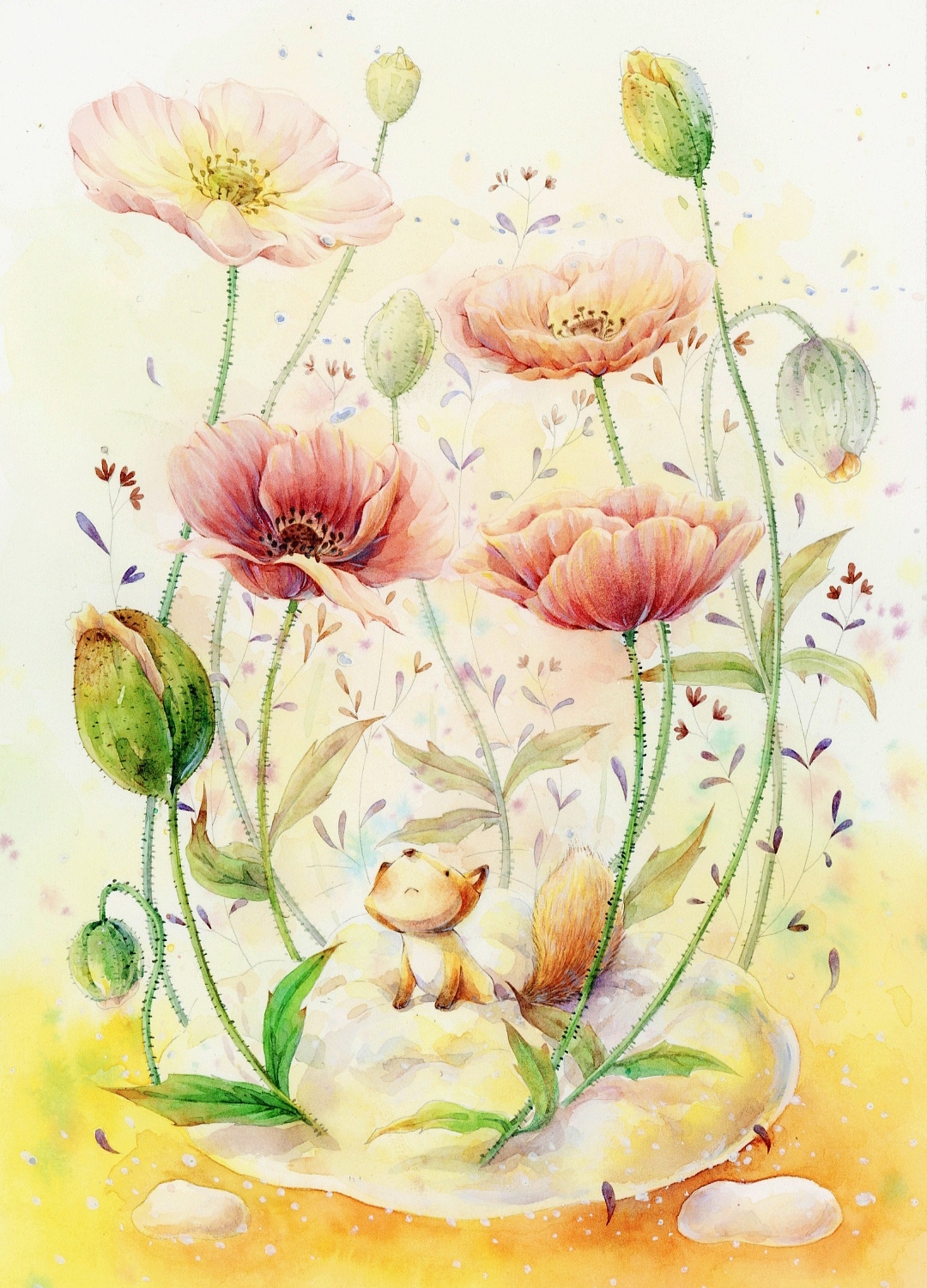 儿插封面 水彩插画 小狐狸系列故事