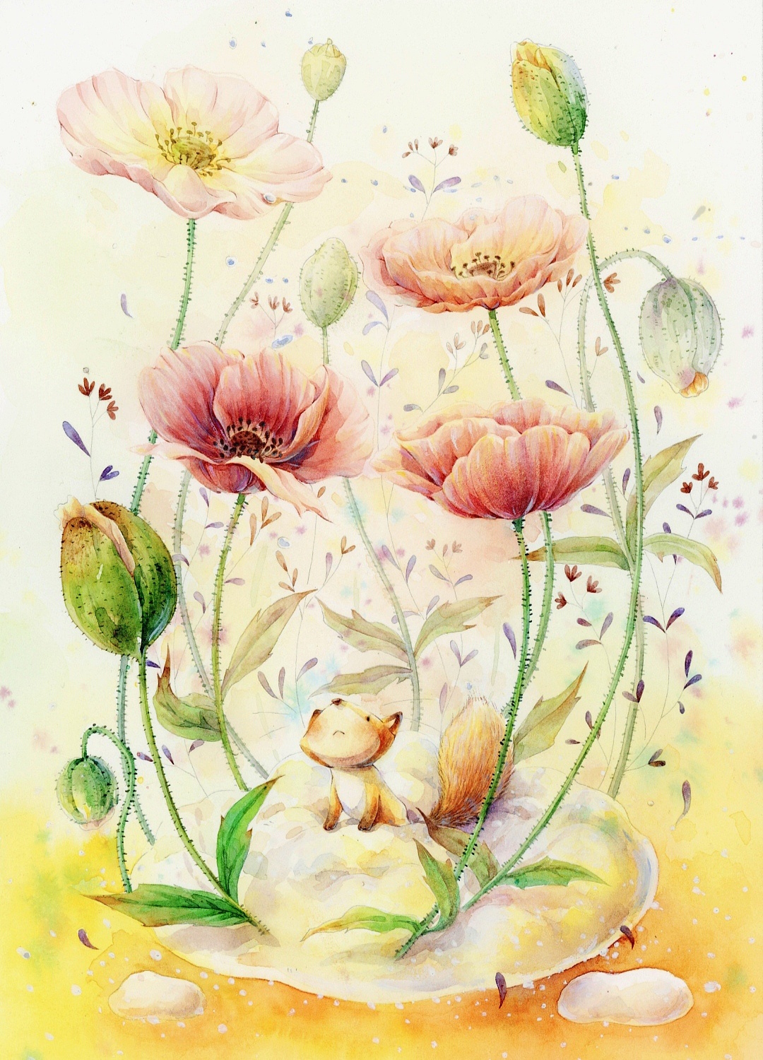 儿插封面 水彩插画 小狐狸系列故事