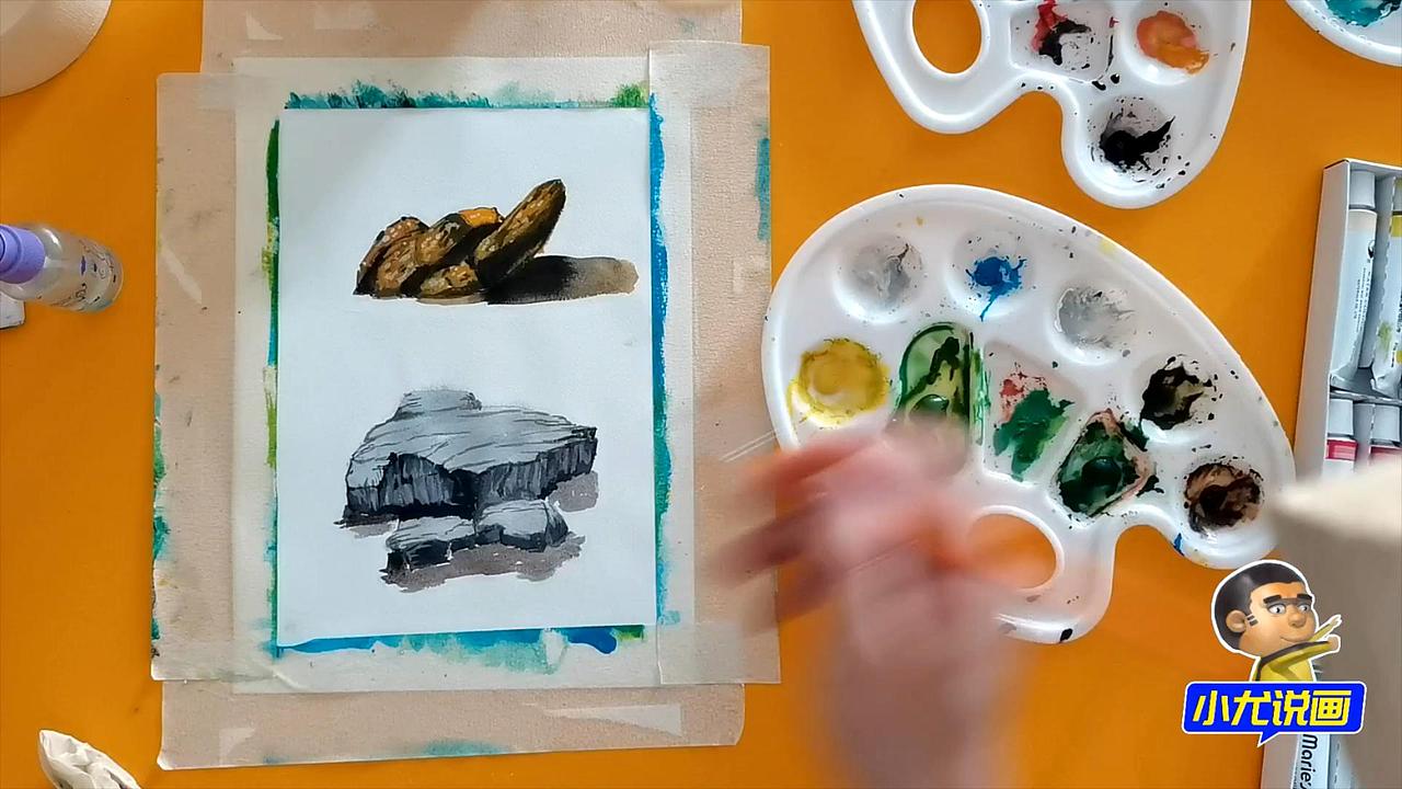 水彩画如何画石头