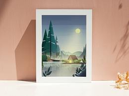 “光”扁平噪点插画练习