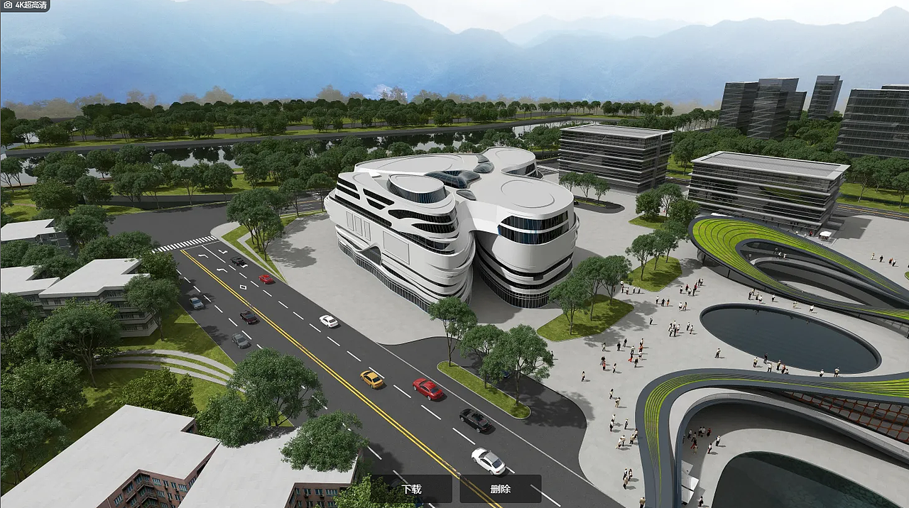 中心商业区建筑场景渲染（图ZMjY2ODgzNTIw） - 建筑设计 - 站酷设计师模袋云建筑云平台原创素材 - 站酷ZCOOL