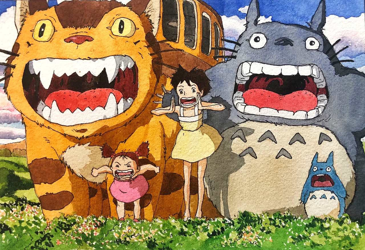 钢笔淡彩临摹宫崎骏作品