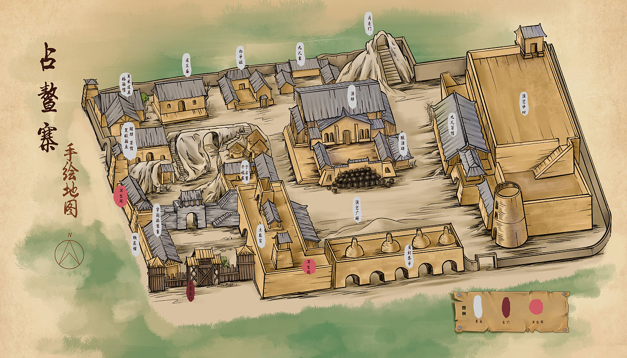 古城街道手绘地图（图ZMjU0NzE3MTQ0） - 商业插画 - 站酷设计师woshikongm原创素材 - 站酷ZCOOL