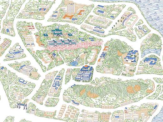 樱--武汉大学手绘地图