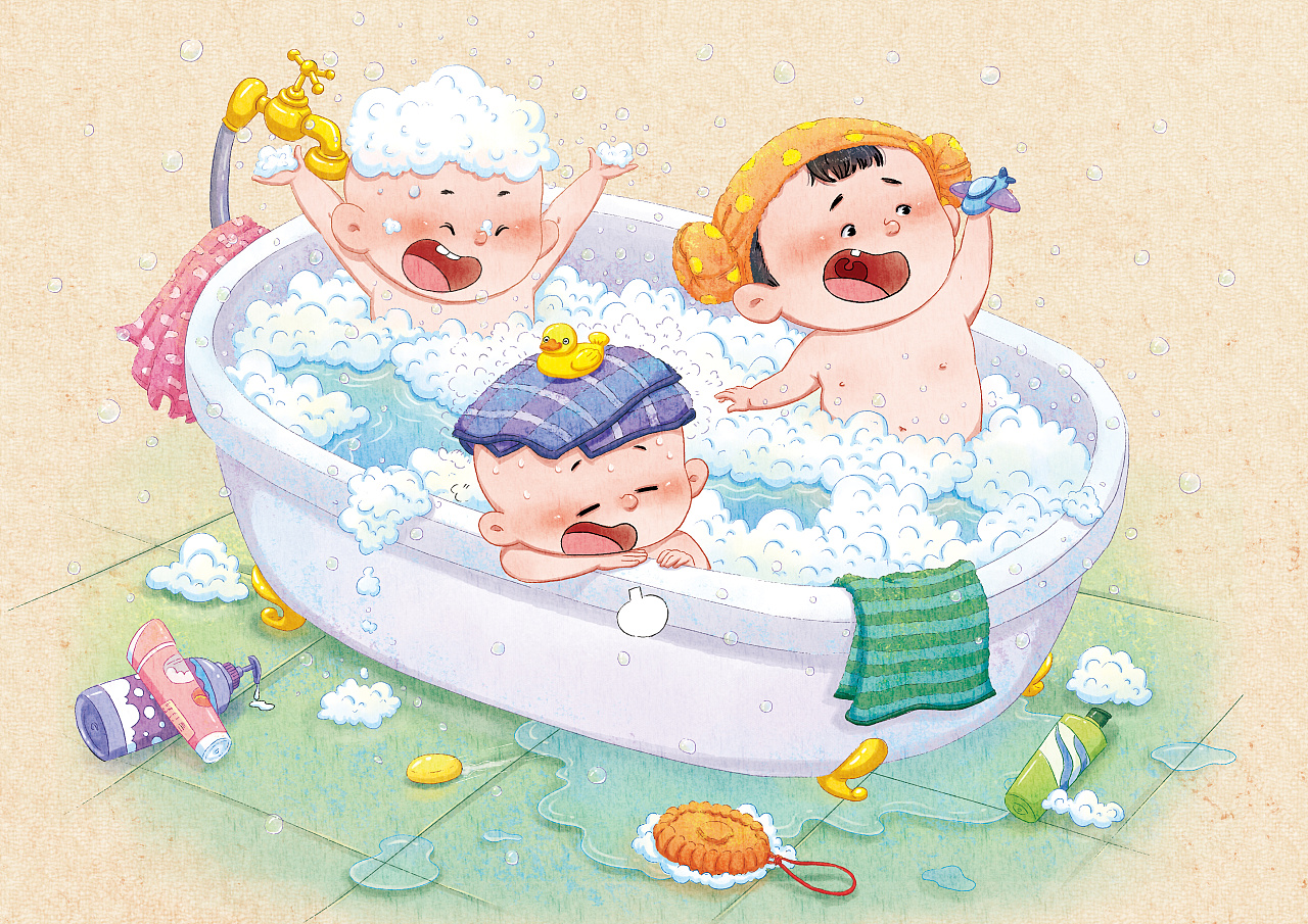 洗澡小男孩|插画|绘本|阿源不圆 - 原创作品 - 站酷 (ZCOOL)