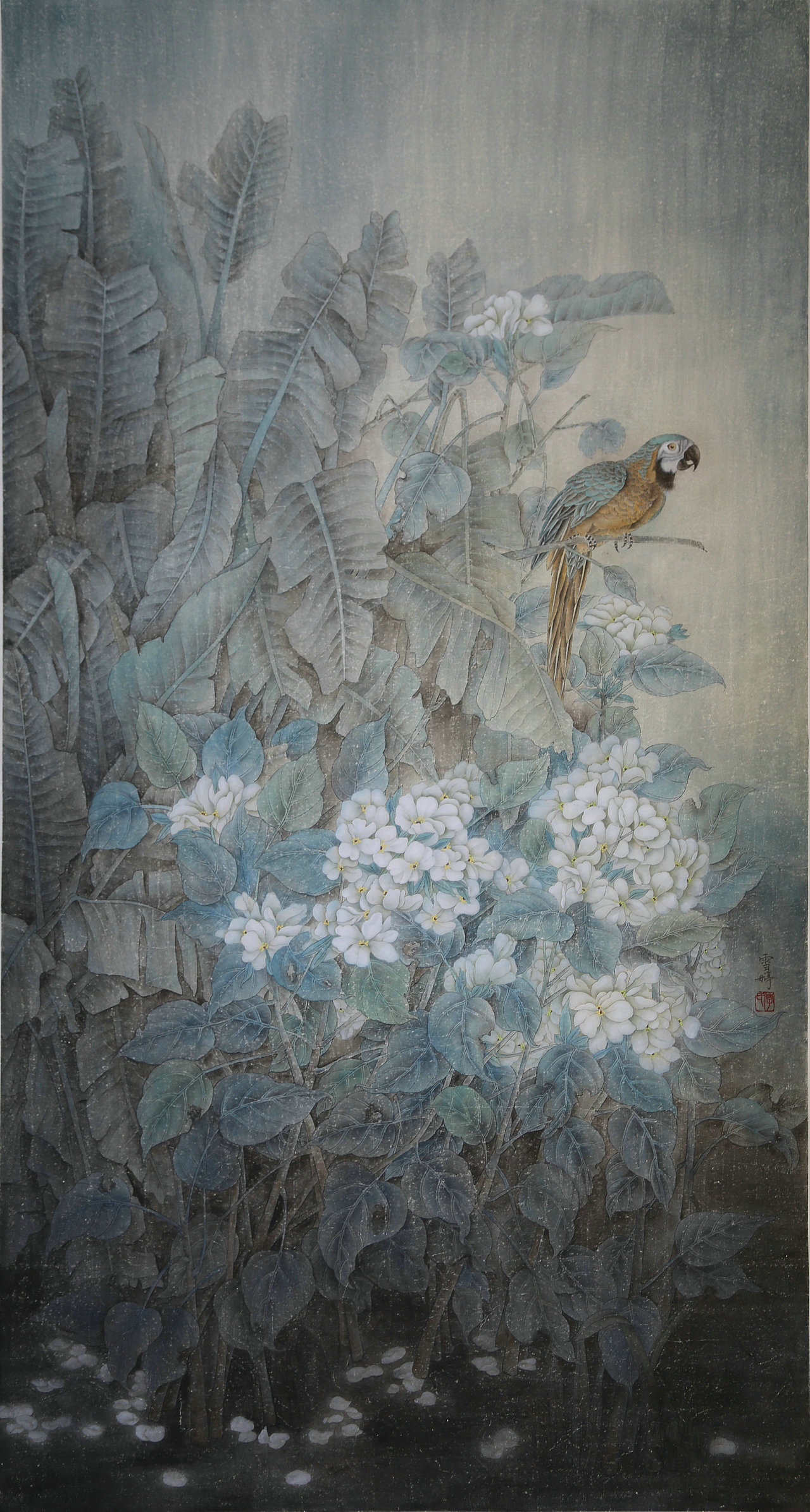 墨兰红雪的工笔花鸟世界