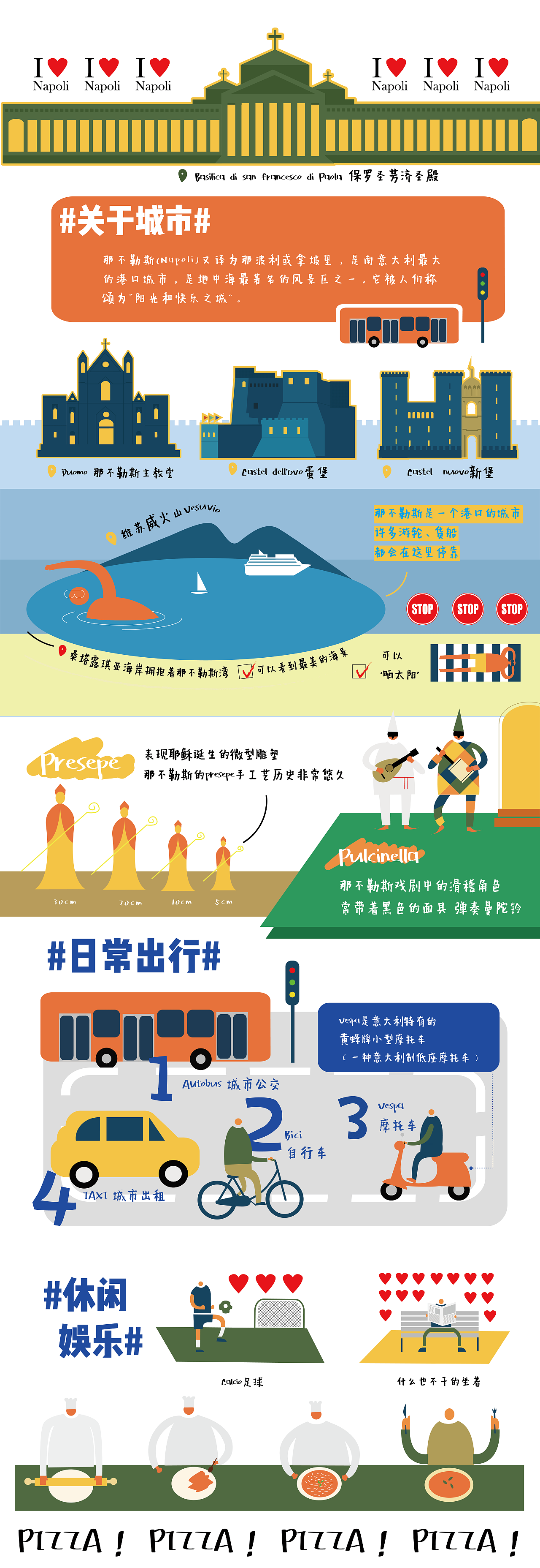 那不勒斯城市印象插画