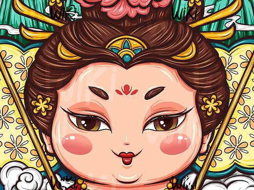 国潮插画贵妃时令水果荔枝