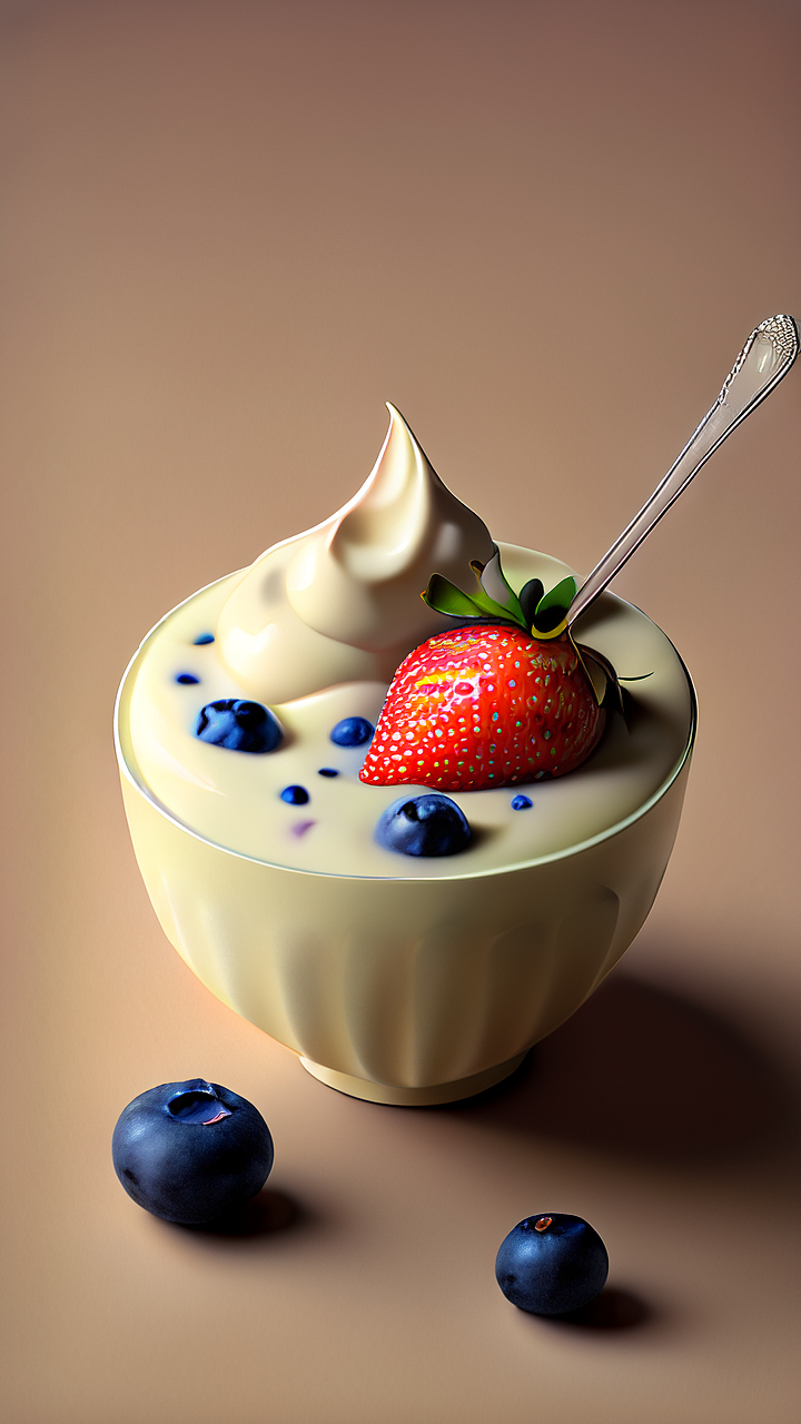 AI绘画分享,草莓酸奶,蓝莓酸奶,甜品/甜点