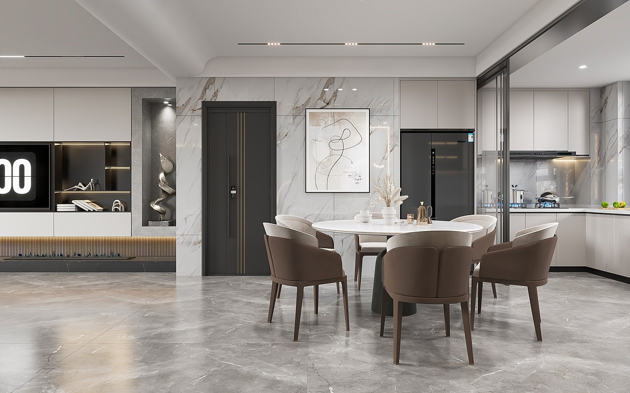 轻奢风格客餐厅效果图