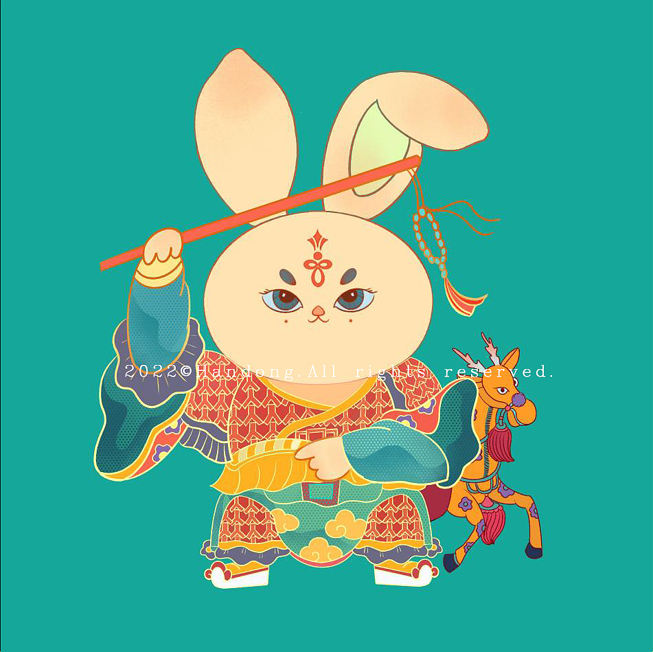 敦煌星际兔+兔年门神（图ZMjk3ODI0MDk2） - 新锐潮流插画 - 站酷设计师爱谷穗的猫原创素材 - 站酷ZCOOL