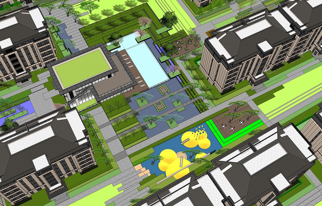 南京仁恒高淳大区景观su模型下载