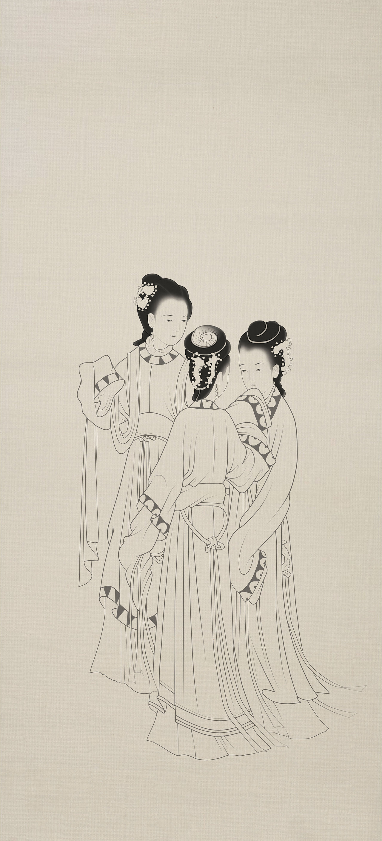 仿古工笔画仕女图《美人游春图》（图ZMzA3OTY2MTY0） - 绘画 - 站酷设计师创e派原创素材 - 站酷ZCOOL
