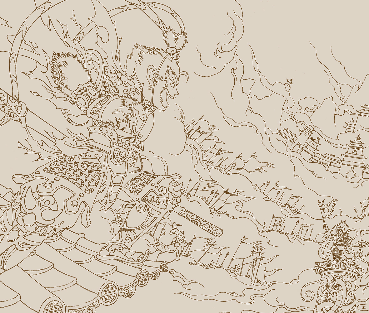 一套立体书的封面线稿