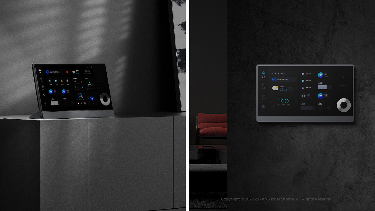 ZXFANS 智有范 智能中控屏 旗舰王者,自带网关,兼顾美学与功能的至优解,旋钮 按键 屏幕 三体合一。