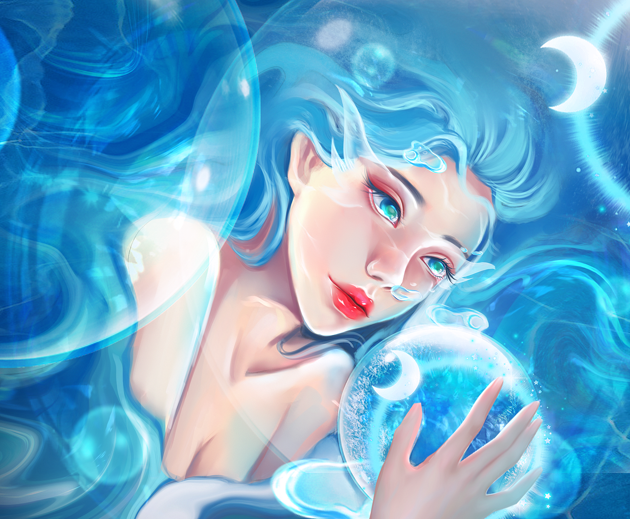 星月--深海泪（图ZMzMyMjE1NTQ0） - 艺术插画 - 站酷设计师小星玥原创素材 - 站酷ZCOOL