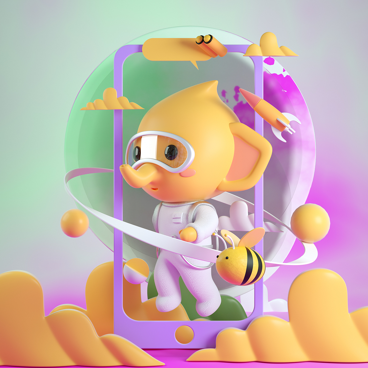 小橘象吉祥物设计_一千零一天-站酷zcool