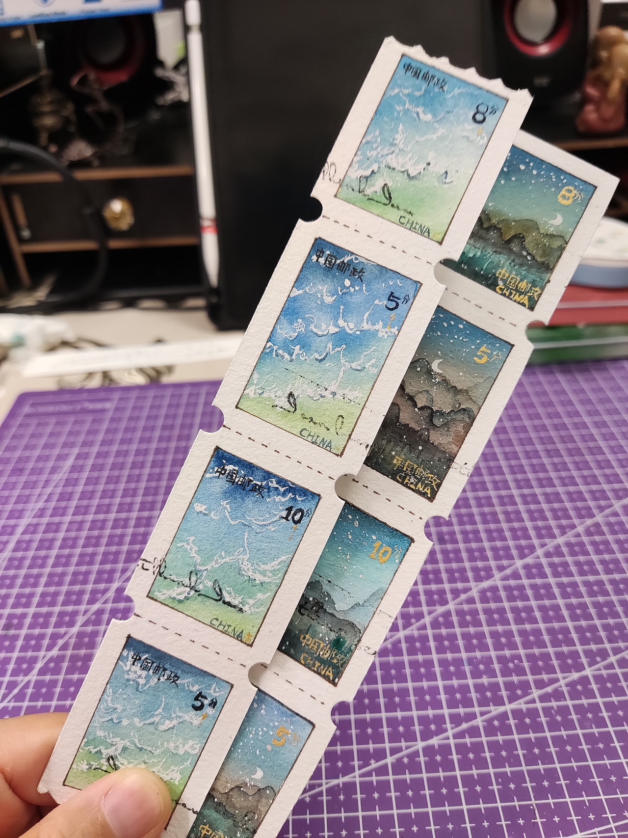 手绘水彩-邮票形式记录喜欢的画面-打卡Day 11（图ZMzIwNjk3NDA0） - 创作习作 - 站酷设计师吉恩手绘原创素材 - 站酷ZCOOL