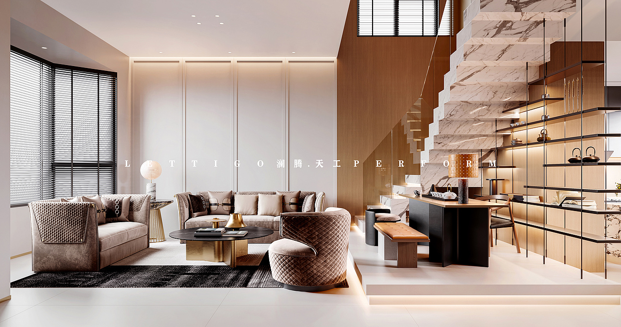 超有格调的现代复式楼设计,温柔予光,会呼吸的居所