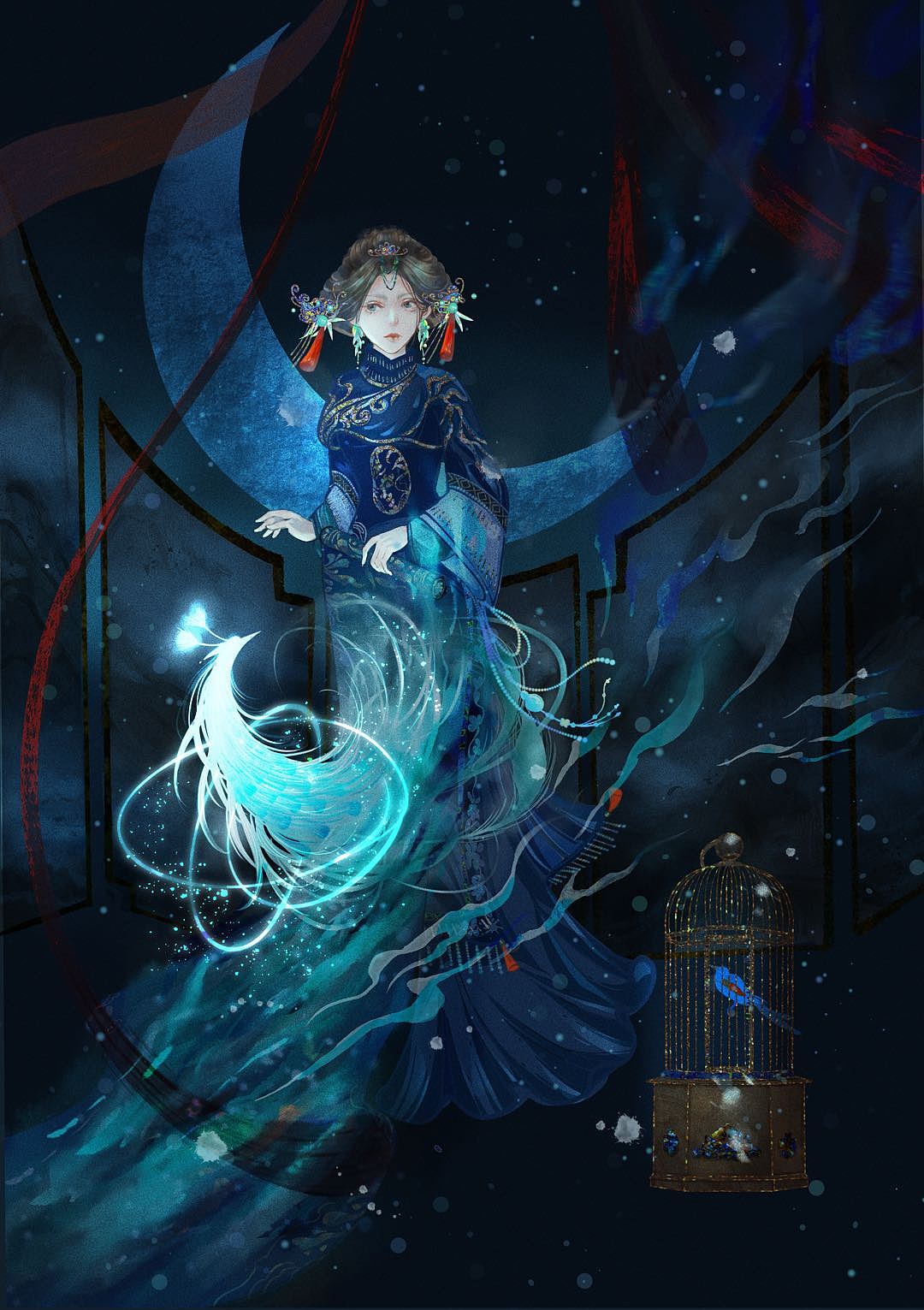 古風(fēng)插畫(huà)動(dòng)態(tài)壁紙（圖ZMzI0MjE0NDYw） - 商業(yè)插畫(huà) - 站酷設(shè)計(jì)師鶴小刀XMQ原創(chuàng)素材 - 站酷ZCOOL