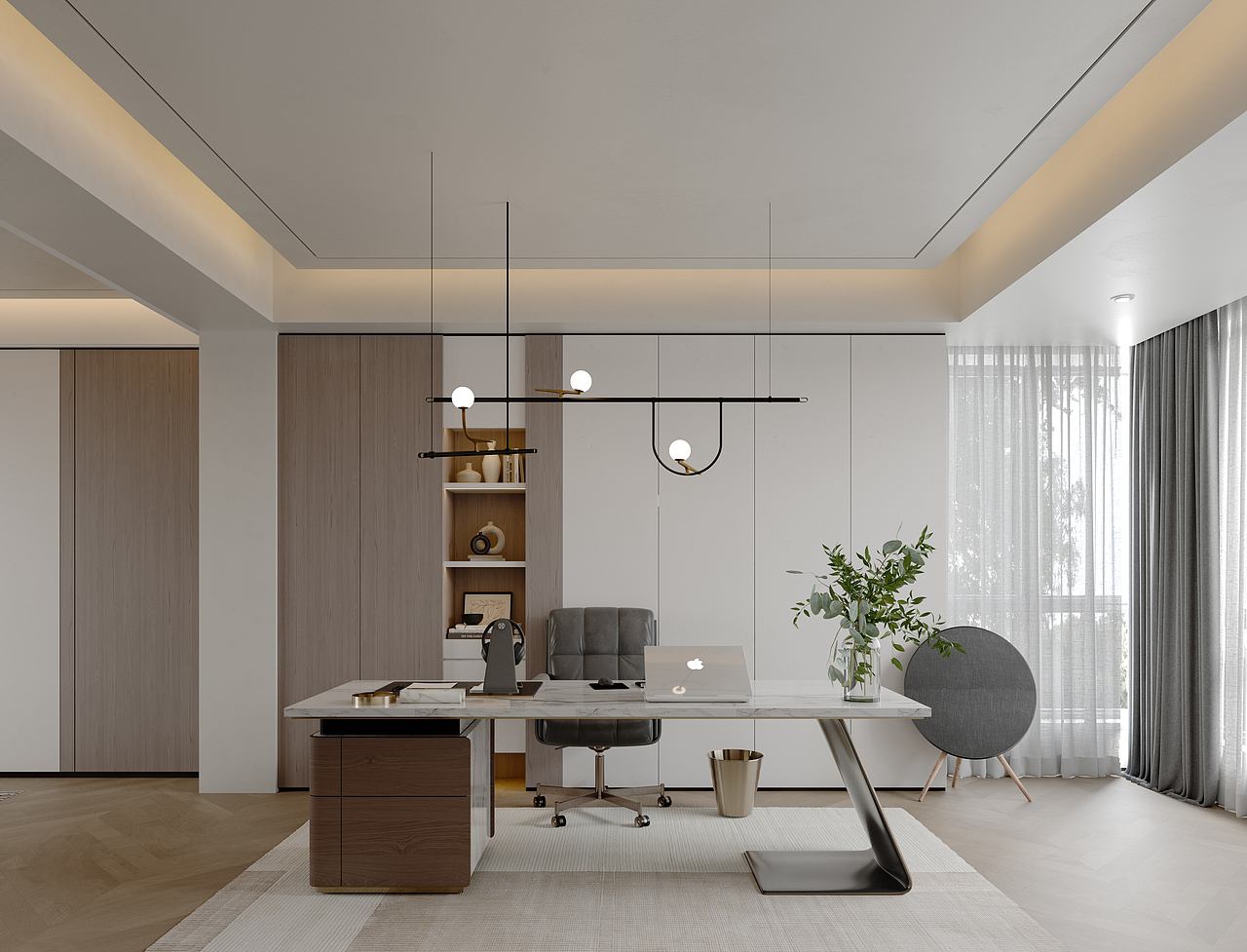 朴素的轻奢卧室书房大平层