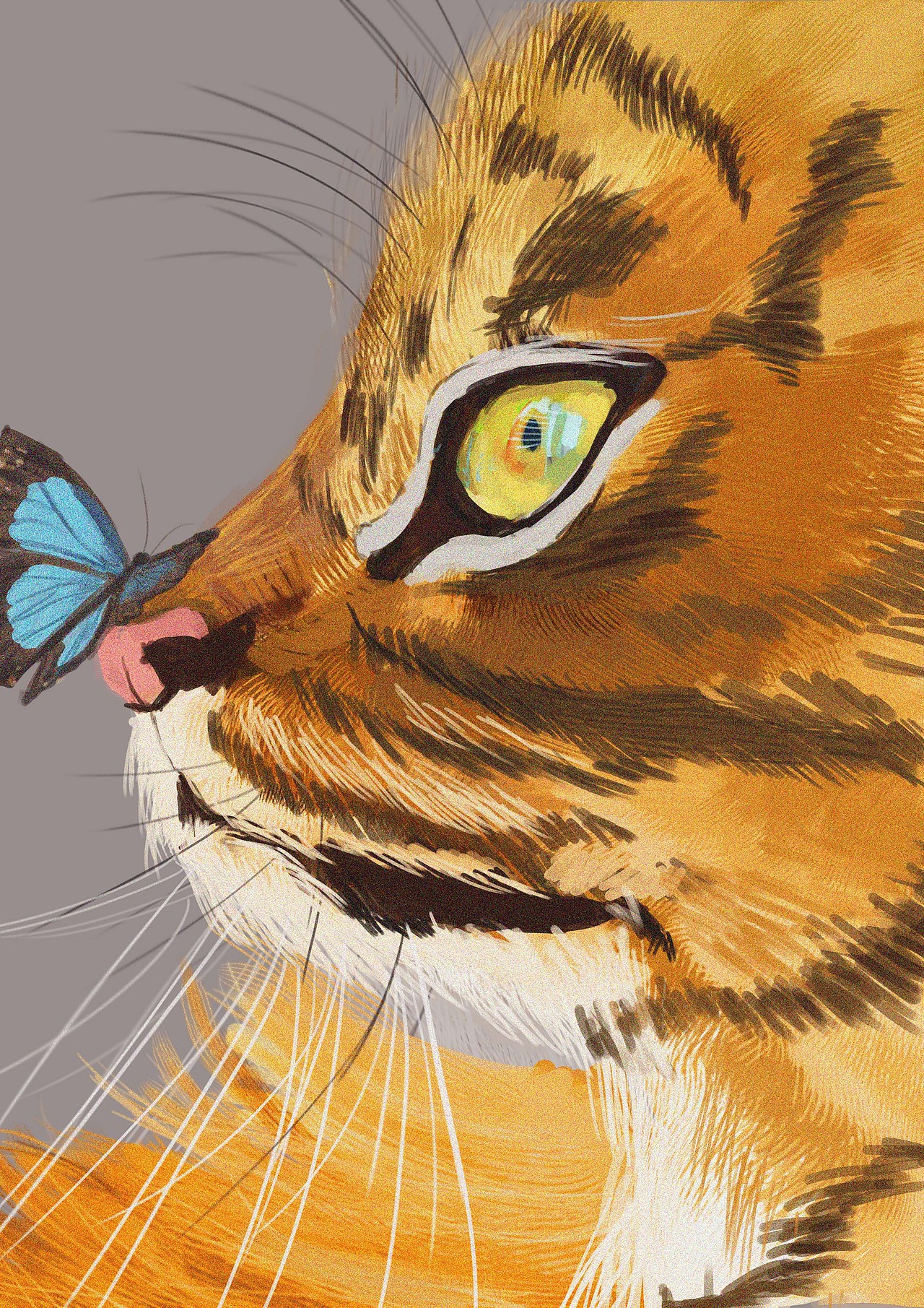 08—挖煤猫咪，有钱老虎，不重要的蝴蝶—绘画星球打卡（图ZMzMyMjAyMjc2） - 艺术插画 - 站酷设计师逆_戟原创素材 - 站酷ZCOOL