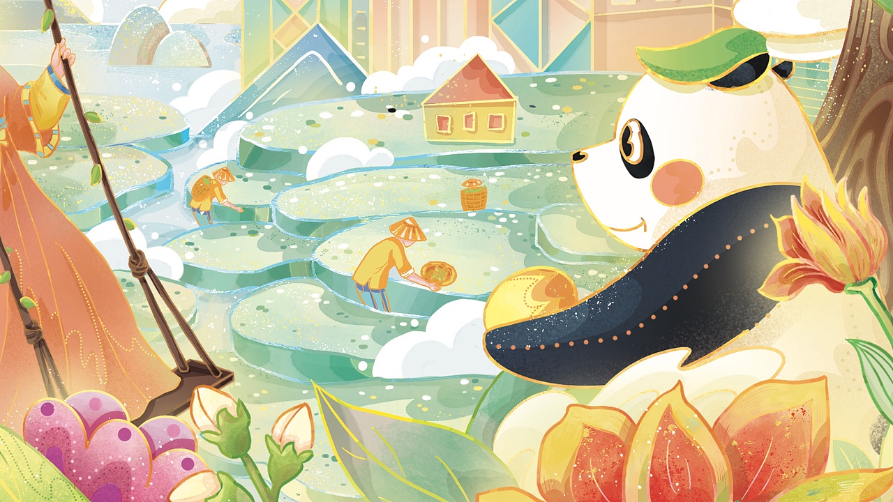 茶兀美好世界-世外茶园（图ZMzQyNDQ4MjQ0） - 艺术插画 - 站酷设计师小玖_Nine1原创素材 - 站酷ZCOOL